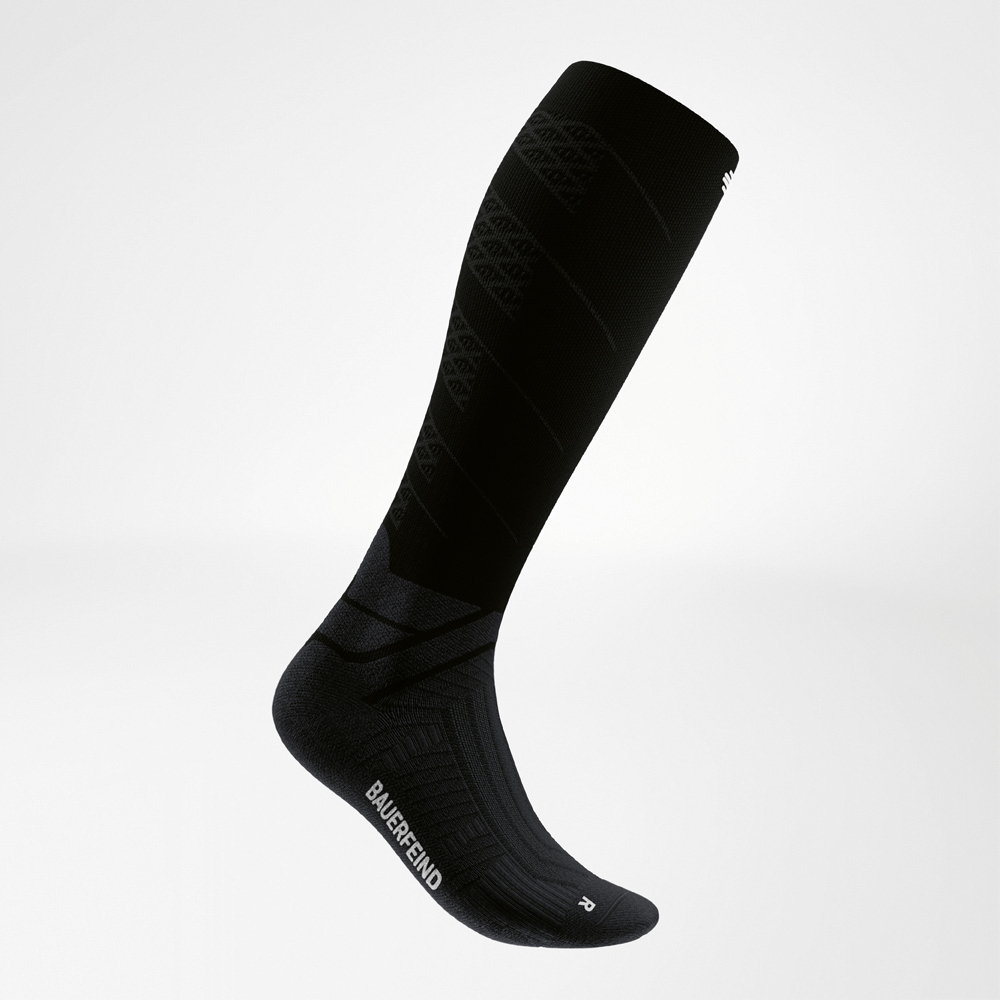 Side of the black Run Performance Compression Socks.
