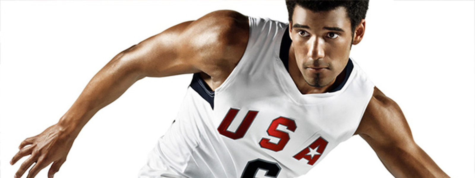 Basketball player wearing a Team USA jersey. Basketball player wearing a Team USA jersey.
