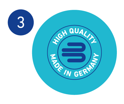 High-Quality Products are Made in Germany Graphic icon illustrating that Bauerfeind's high-quality products are made in Germany.