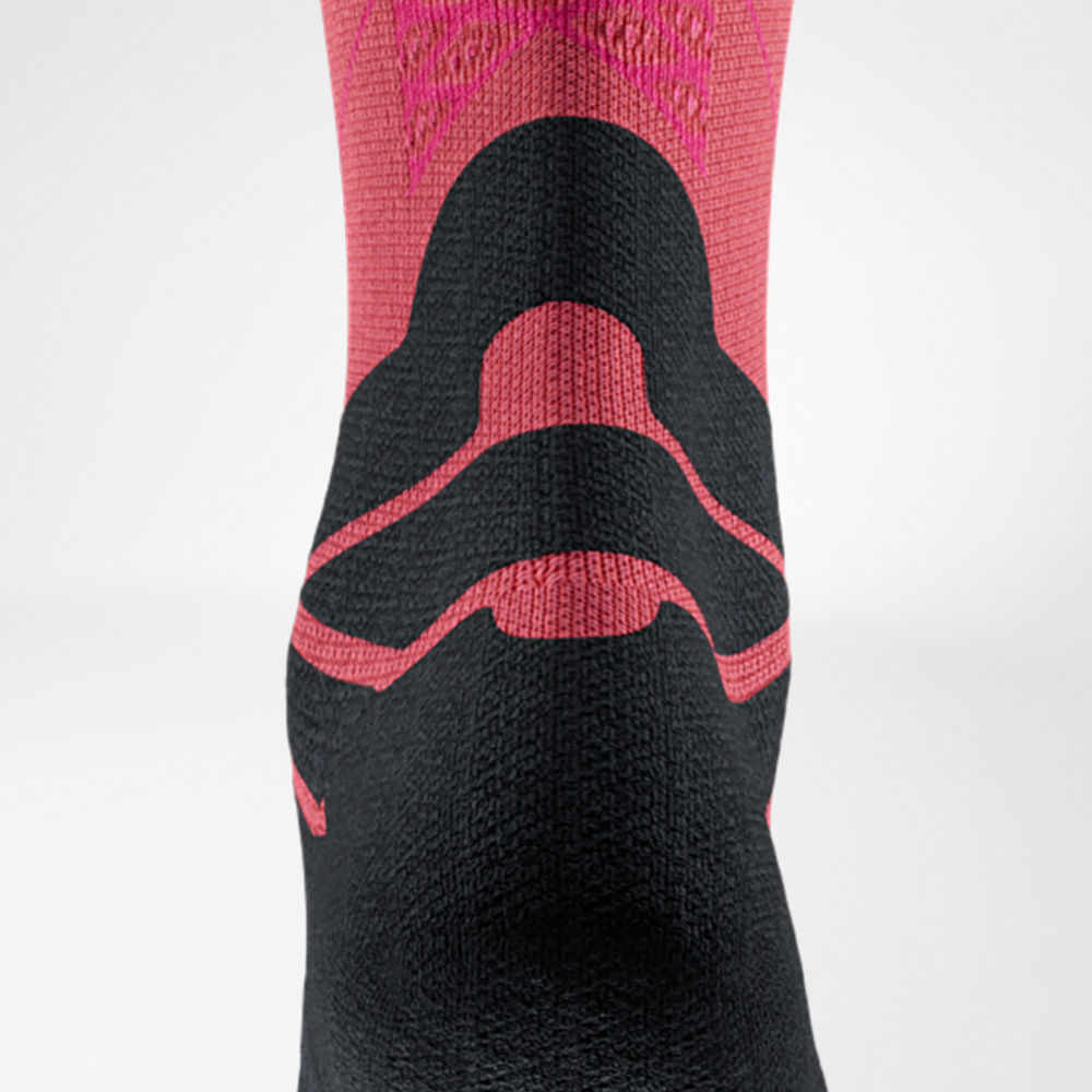 Run Comfort Zones on the coral Run Performance Mid-Cut Socks.