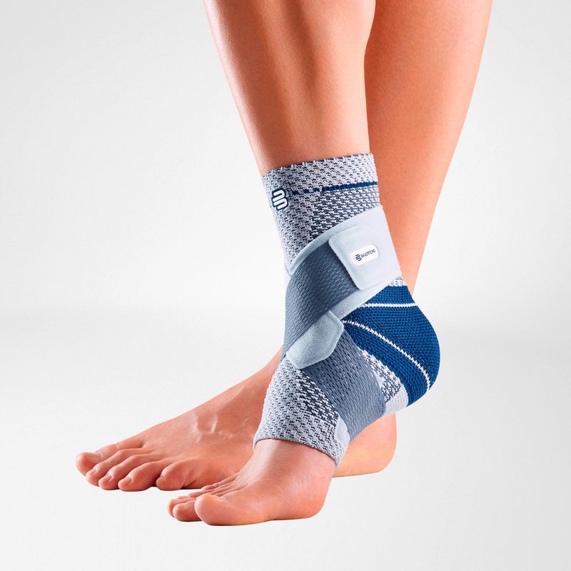 Inner-ankle view of Bauerfeind's MalleoTrain S ankle brace.
