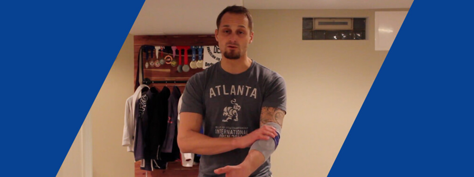 Dr. Eugene Tsozik wearing the EpiTrain during a review of the brace for jiu-jitsu. Dr. Eugene Tsozik wearing Bauerfeind's EpiTrain elbow brace during a review of the brace explaining the benefits of it being worn for jiu-jitsu.