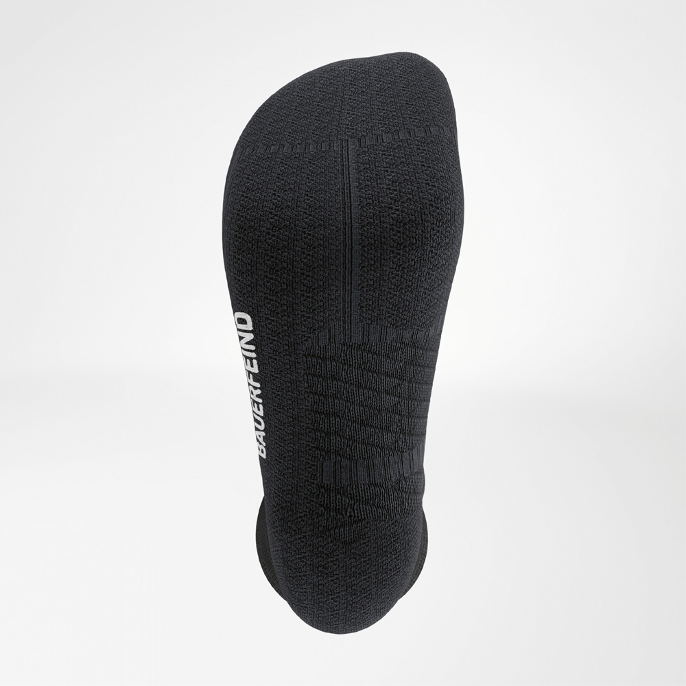Sole of the black Run Performance Compression Socks' Run Comfort Zone.