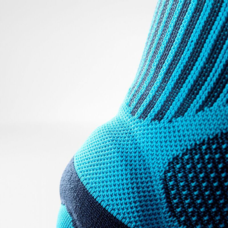 Soft Edge Close-up of blue and teal knitted compression knit