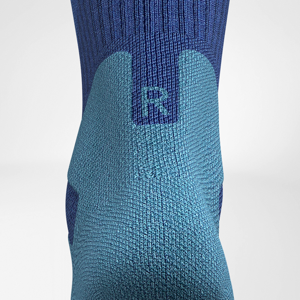 Outdoor Merino Compression Socks Ocean Blue Back Detail Image of Outdoor Merino Compression Socks Ocean Blue Back Detail