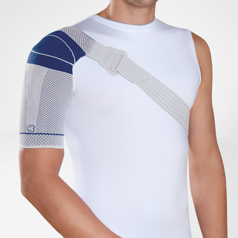 Man wearing Bauerfeind's OmoTrain S shoulder brace.