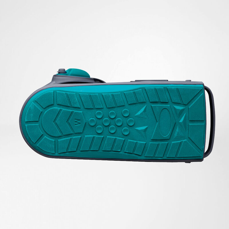 Durable Walker Boot Sole  Teal portable Bluetooth speaker with intricate geometric design on its treaded base