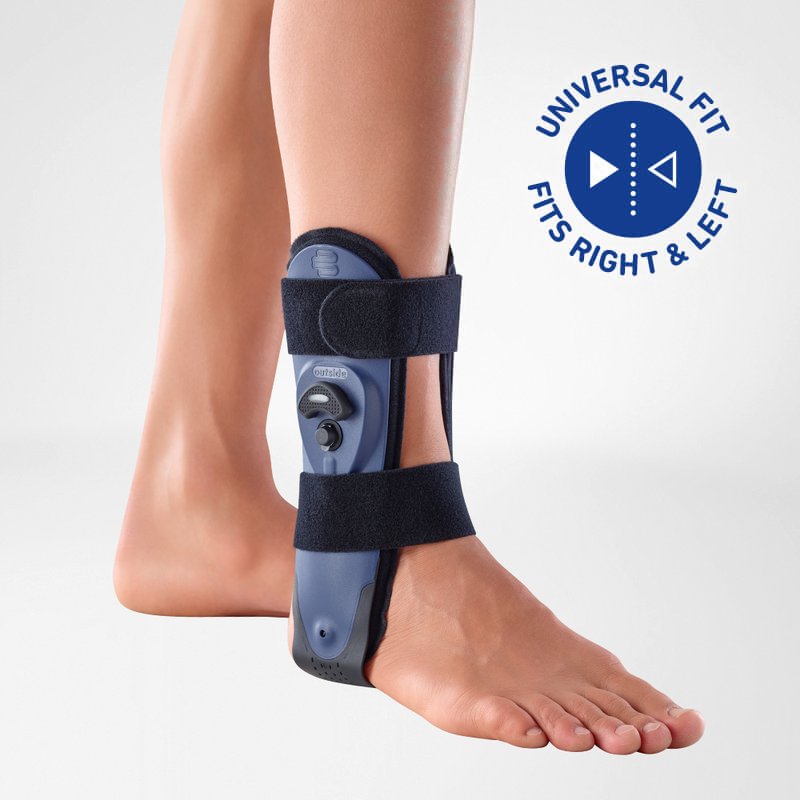 AirLoc ankle stirrup worn on the left leg