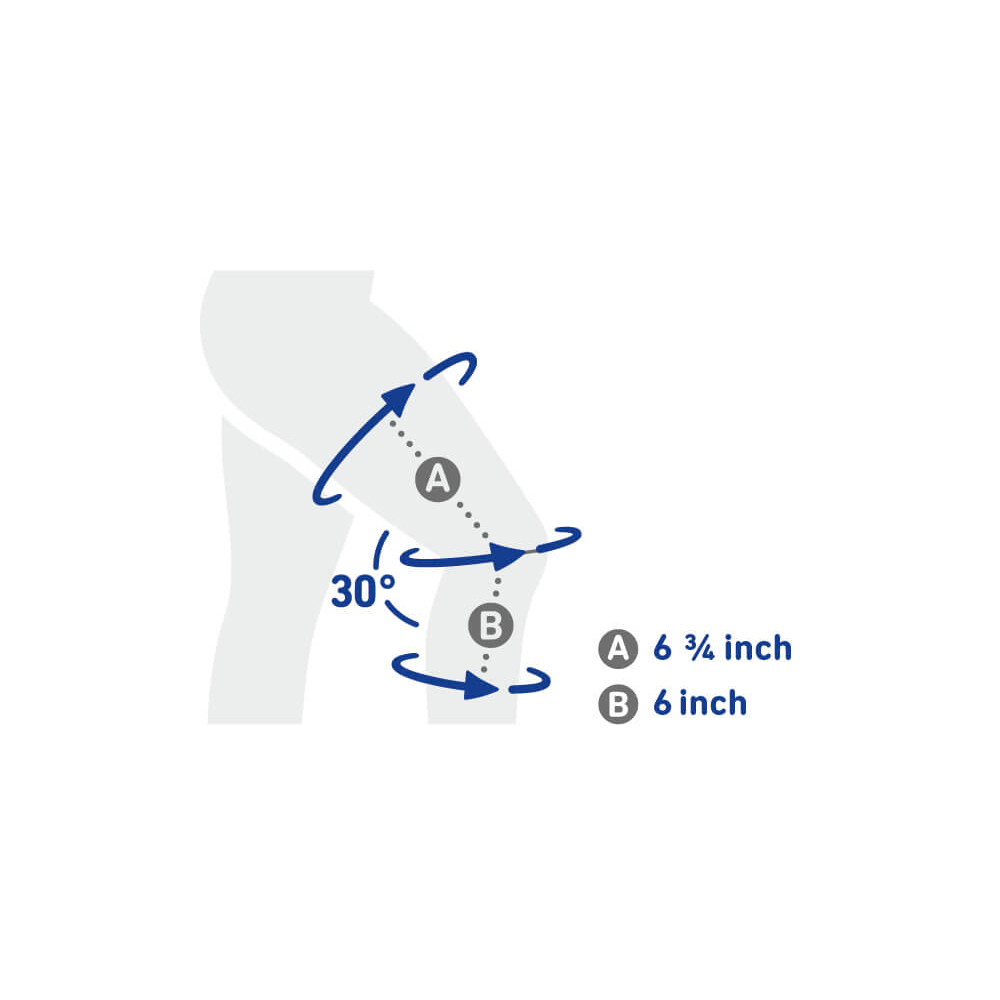 Detailed Measurement Diagram with Angle and Distance in Inches Illustration showing angle and measurement details between two points labeled A and B, with an angle degree of thirty and measurements in inches.