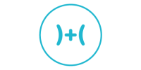 Quality compression graphic. Blue circle logo with white abstract human figures representing teamwork and connection