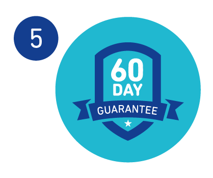 60-Day Money-Back Guarantee Graphic icon to illustrate Bauerfeind's 6 -day money-back guarantee.
